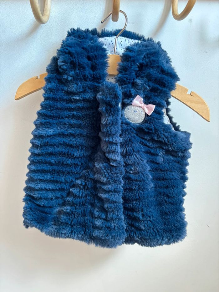 Doudoune sans manche avec capuche bleue 3 mois - photo numéro 2