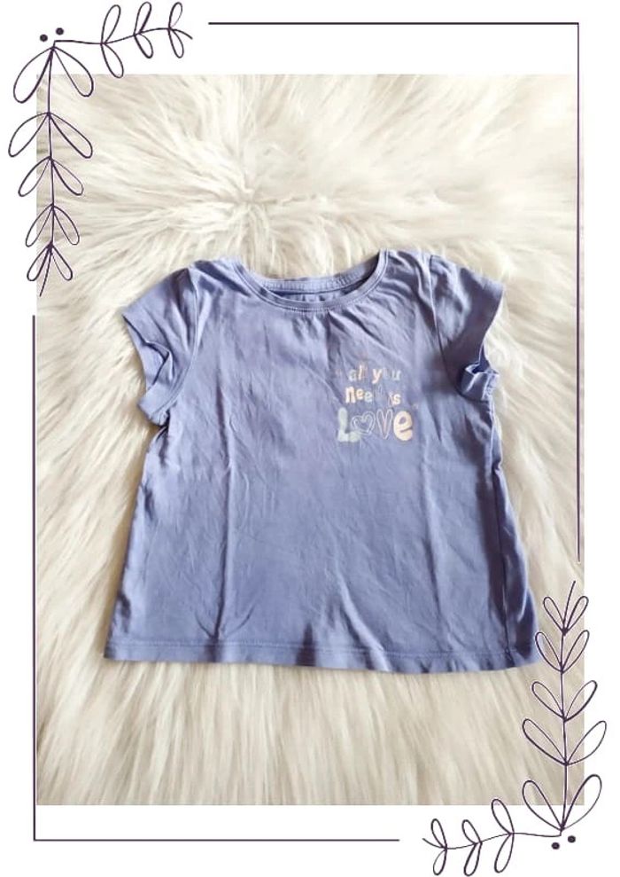 Tee-shirt coton bleu lavande bébé fille 2-3 ans