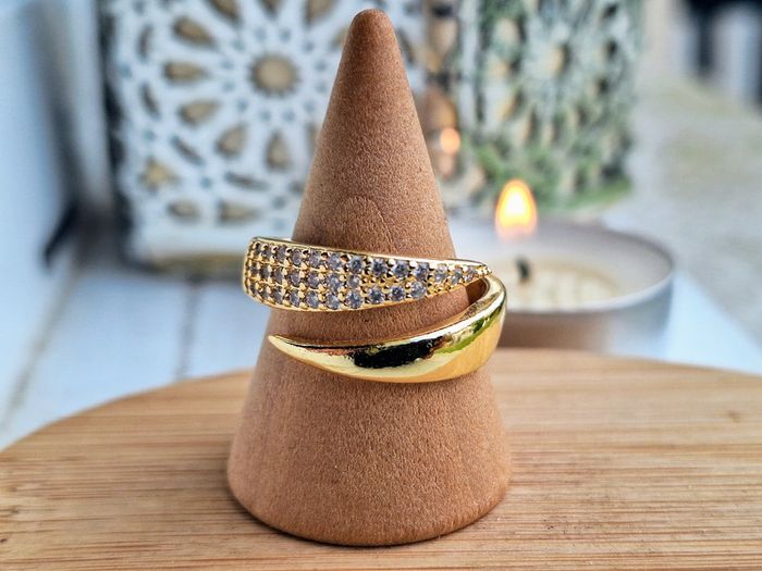 Bague ouverte avec strass design Griffe en Acier Inoxydable Bague de fiançailles pour femmes, Cadeau