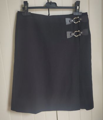 Jupe Ashley Brooke – Noire – Taille  38 (FR) – Doublure satin et détails en cuir