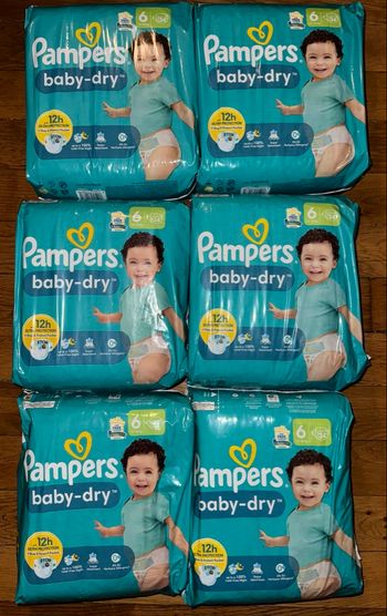 Lot de 6 paquets de couches Pampers taille 6