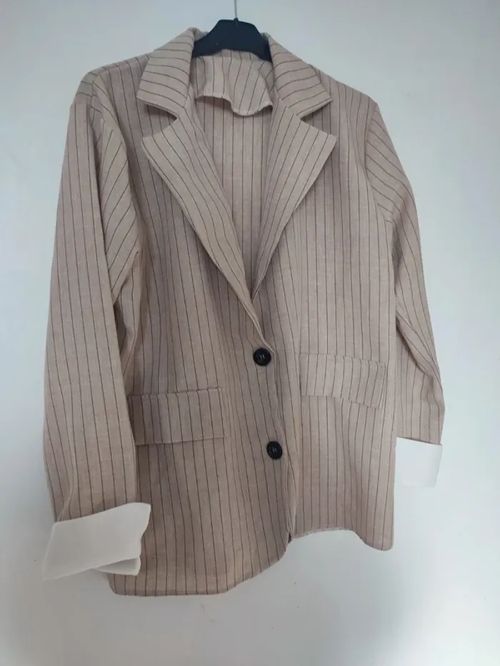 Blazer beige rayé taille unique - photo numéro 2