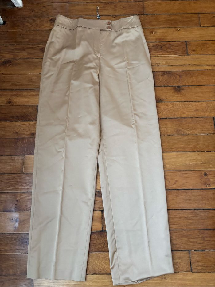 Pantalon beige doré effet satiné marque 1,2,3 - photo numéro 2