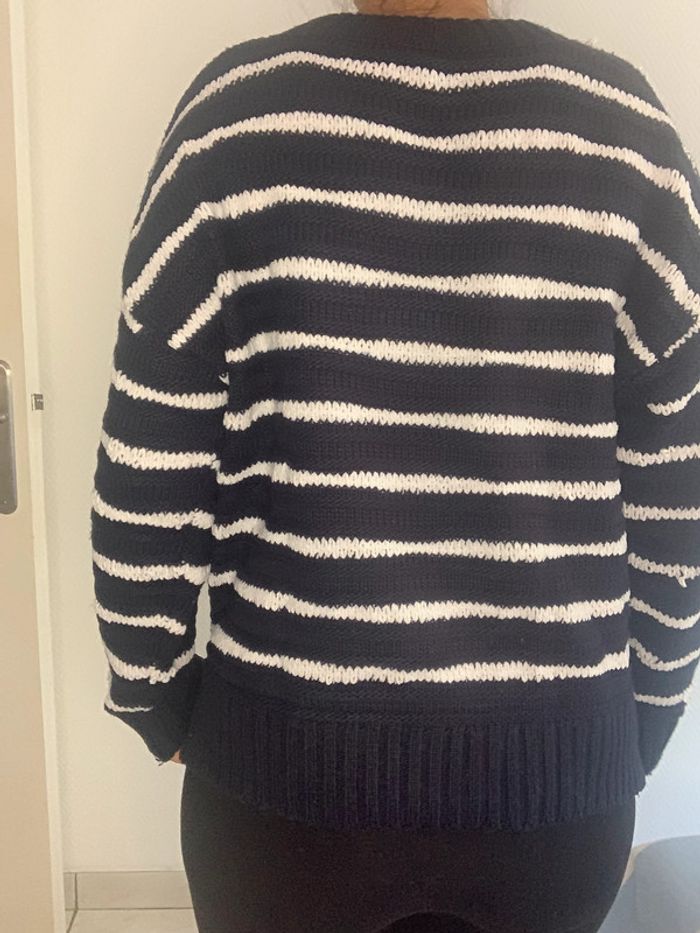 pull marinière court et oversize pull col en V marinière court et oversize - photo numéro 4