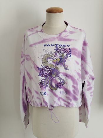 Sweat blanc et lila oversize taille 38 