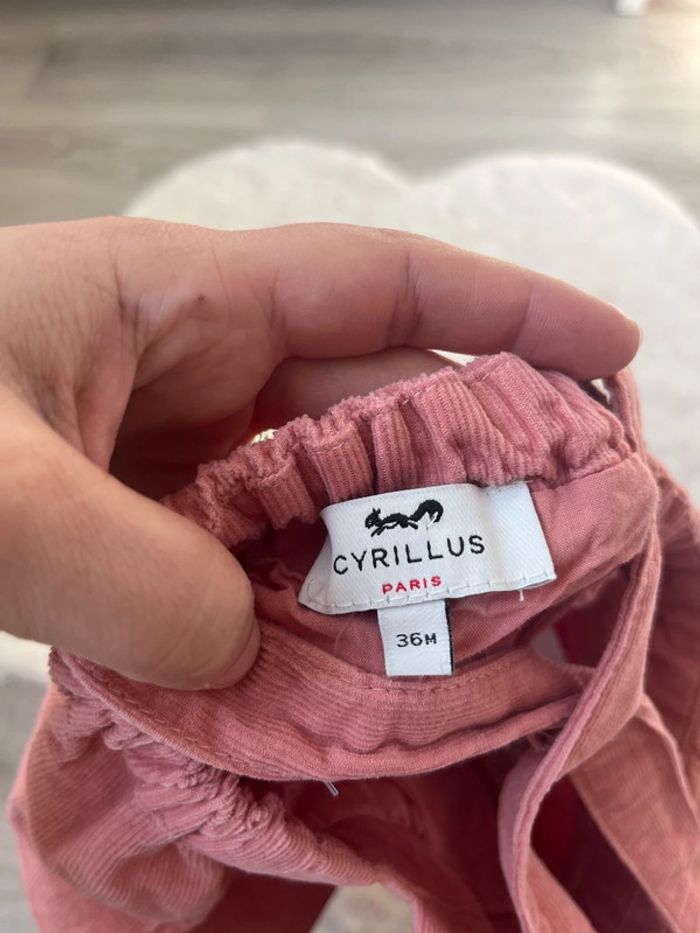 Salopette velours rose Cyrillus bébé fille 36 mois - photo numéro 4