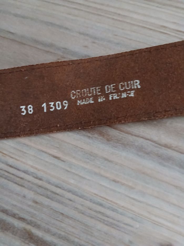 Ceinture croûte de cuir marron & doré - photo numéro 3