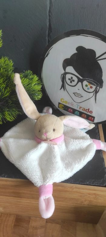 mini doudou lapin blanc rose baby nat marron bn0168 Coffret Carnet Carré Plat