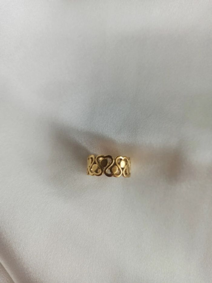 Bague anneau en acier inoxydable ajustable doré résiste à l'eau