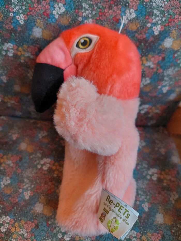 Doudou marionnette flamant rose re-pets nature planet - photo numéro 2