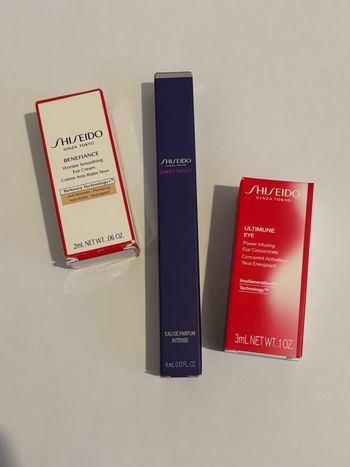 SHISEIDO -eau de parfum & soins anti rides yeux 
