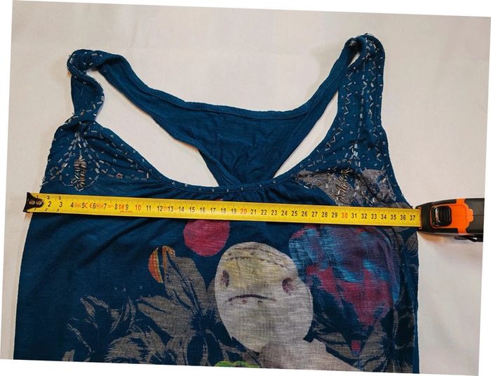 Desigual blouse debardeur bleu zeppelin ballon taille L très bon état - photo numéro 8