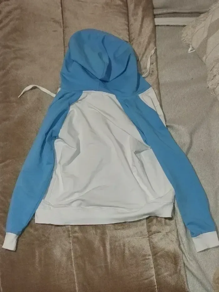 Gilet zippée à capuche Marshall Blanc et bleu azur garçon 12 ans - photo numéro 5