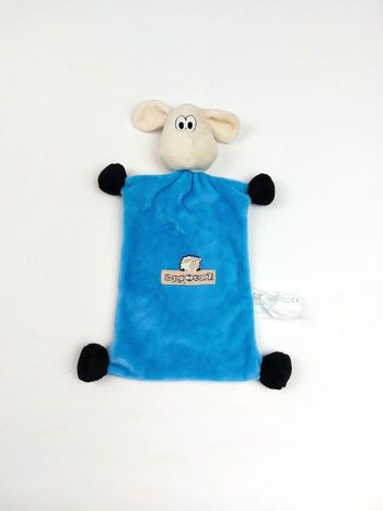 Doudou plat chien mouton Brioche la Halle bleu blanc pattes noires comme neuf sos doudou pro