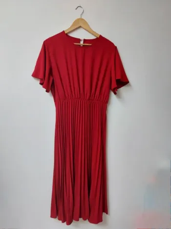 Robe longue plissée bordeaux XL