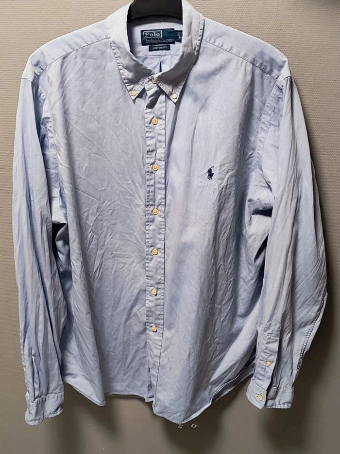 Chemise Ralph Lauren Custom Fit Bleu Clair Homme (Vintage / Y2K) - photo numéro 13