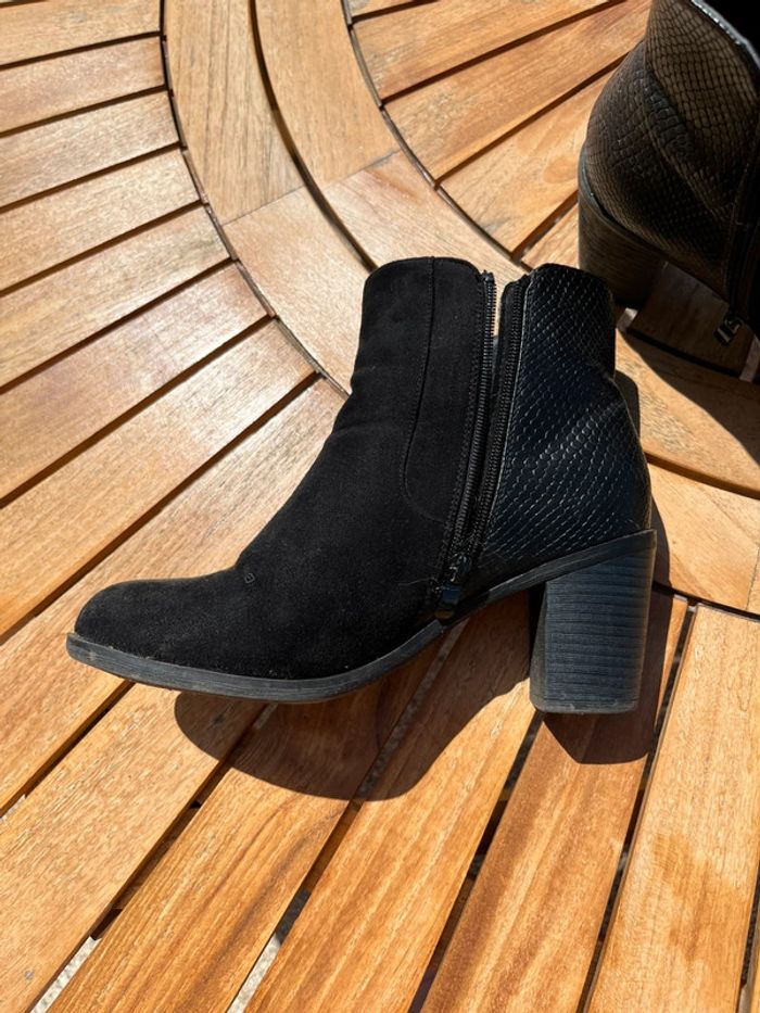 Bottines noires talons ponpons automne hiver - photo numéro 5