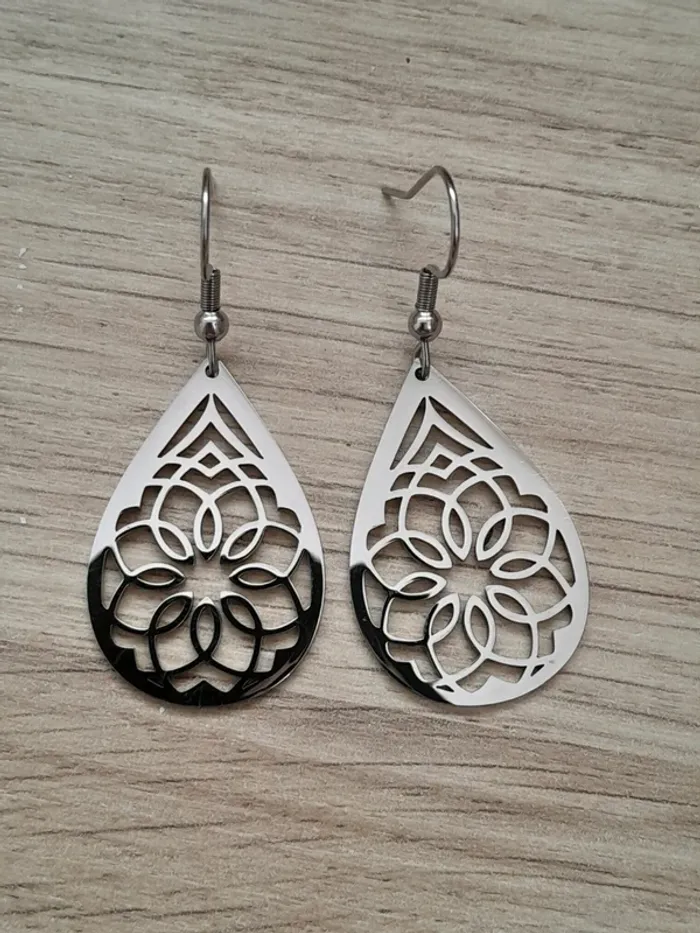 Boucles d'oreilles pendantes inspirées de la série Vikings,argentées, n°1 - photo numéro 2