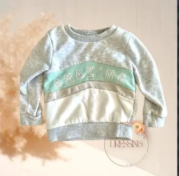 Sweat fille gris paillette amazone 12/18 mois