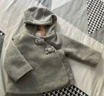 Manteau à capuche gris fille petits noeuds