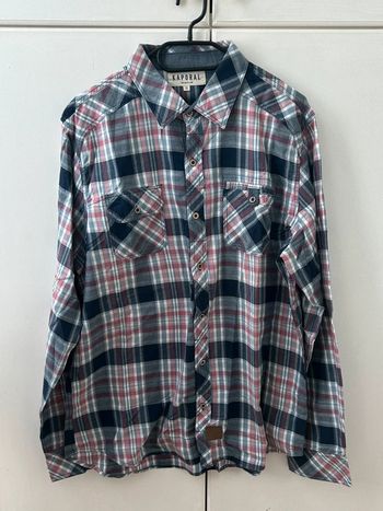 Chemise à carreaux bleu et rose manches longues - kaporal - xl en coton