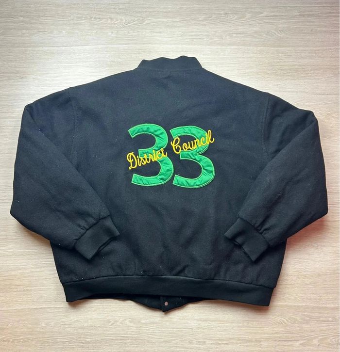Veste Letterman Vintage District Council 33 Made in USA - Taille 2XL - photo numéro 2