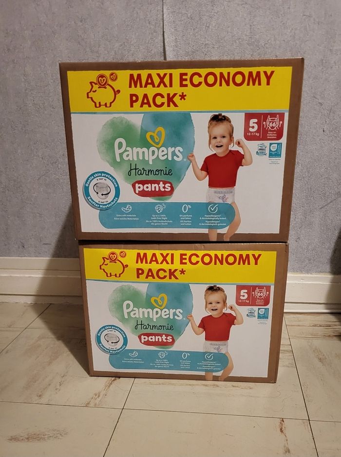 2 maxi  packs couches pampers pants harmonie taille 5