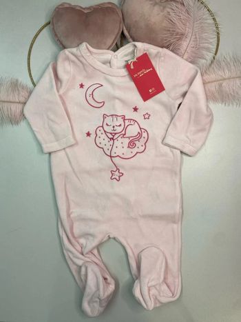 Grenouillère velours bébé fille (neuf) - Taille 12 mois