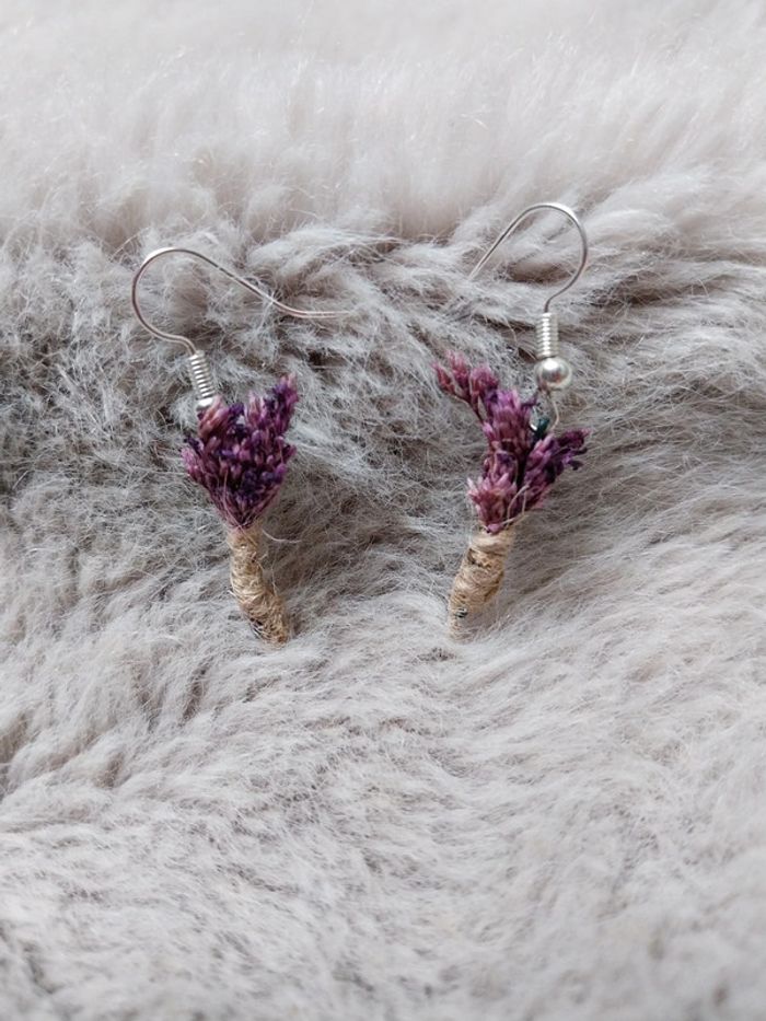 Boucles d'oreilles fleurs séchées