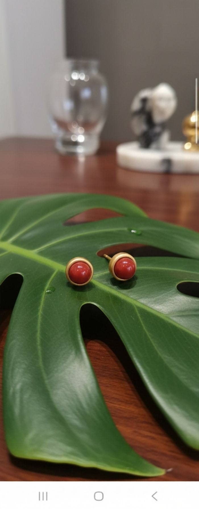 pièce unique ! 🚨 puces d'oreilles or et corail naturel - élégance intemporelle ⏳