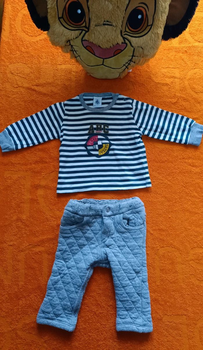 Ensemble pantalon et tee-shirt mixte Petit Bateau 6 mois 67 cm