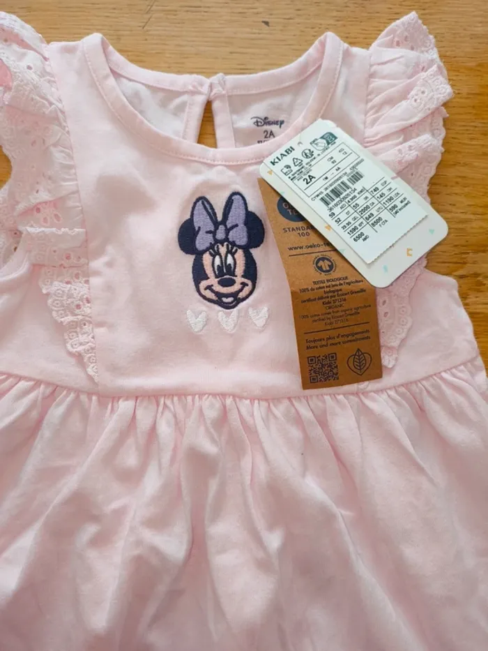 Robe neuve Kiabi 2 ans Disney Minnie fille rose neuve étiquette - photo numéro 2