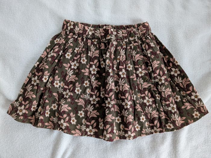 Jupe plissée vert motif floral - 3A - Tape à l'oeil