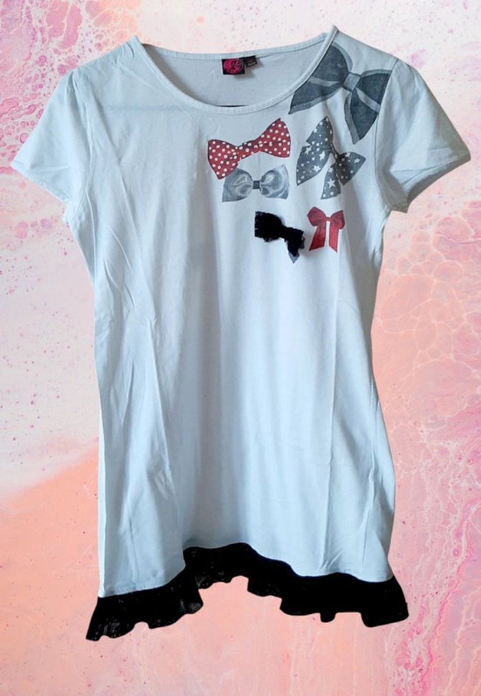Tee-shirt blanc avec petits nœuds pour l'été fille 16 ans