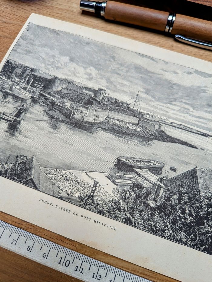 Imprimée en 1890, Brest, port militaire, Finistère. Original Vintage Authentique. - photo numéro 7