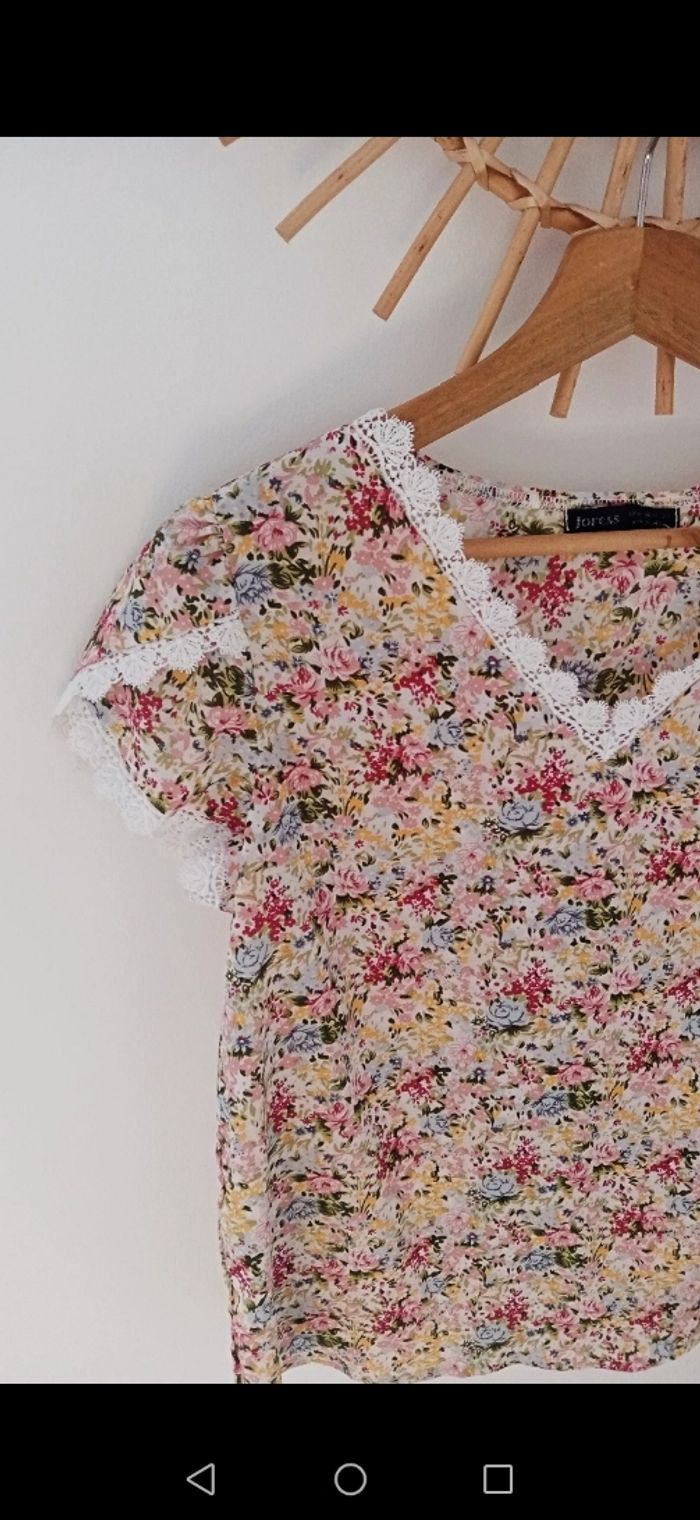Blouse été manches courtes, fleurie