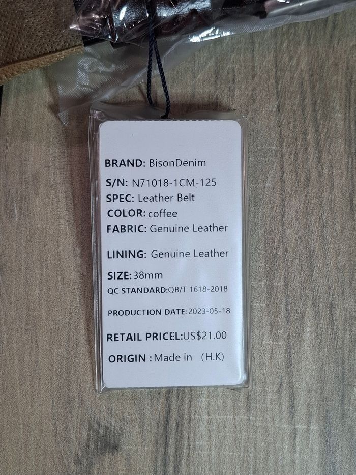 Ceinture Bison cuir véritable couleur café - photo numéro 5