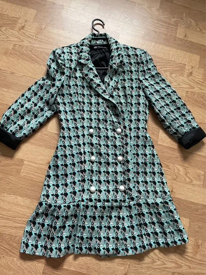 Robe veste blazer tailleur Zara imprimé tweed taille XS - photo numéro 11