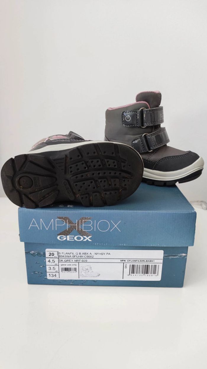 Bottines imperméables Geox amphibiox taille 20 gris et rose - photo numéro 2