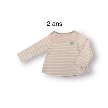 Obaïbi T-shirt manches longues rose/gris Taille 2 ans