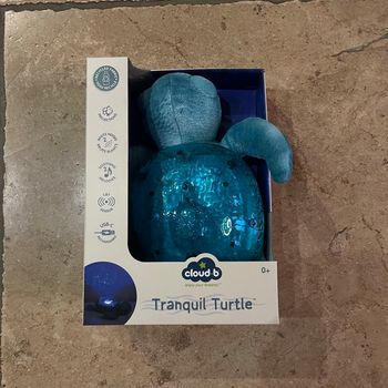 CLOUD B — Veilleuse bébé projection plafond musicale Tortue tranquille Aqua - Rechargeable