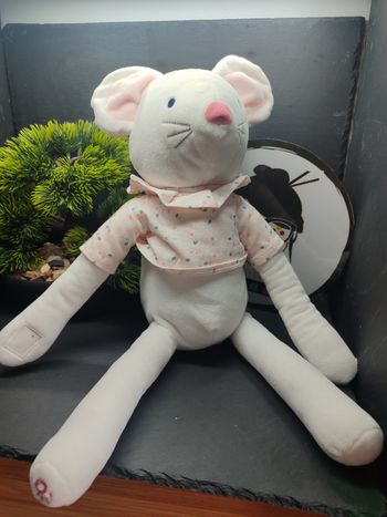 Doudou Souris blanc rose t-shirt peluche obaibi okaidi vert pétale Fleur Gris 