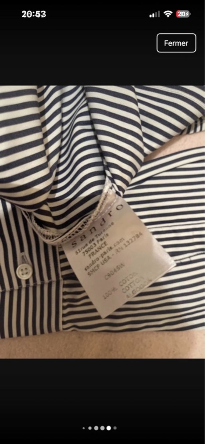 Chemise à bleu marine et blanche à rayures Sandro XS - photo numéro 10
