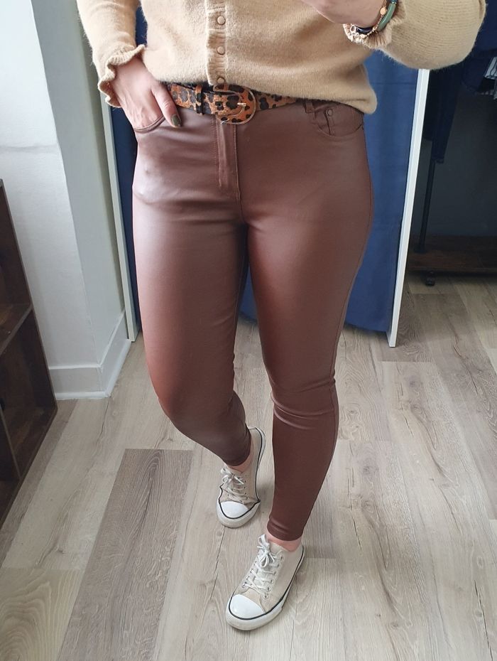 Pantalon simili cuir Séville camel Taille 36