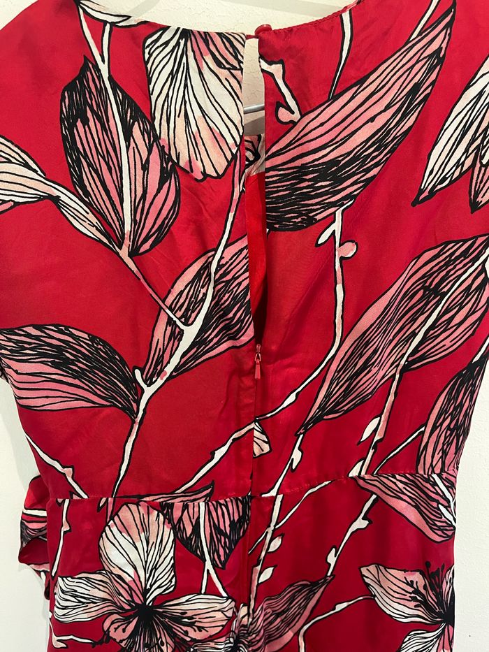 Robe asymétrique longue rouge fleuri noeud max mara taille S/36 - photo numéro 5