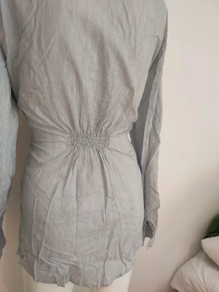 Blouse manches longues bleu/gris a lignes - photo numéro 2