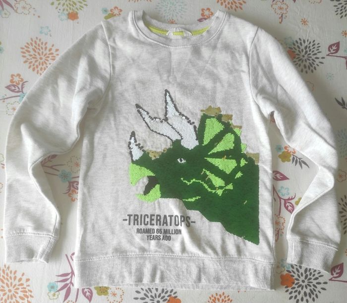 Sweat dinausore garçon à sequins magiques 10 ans h&m