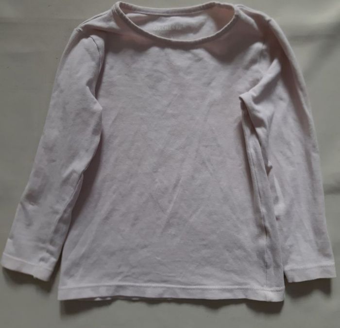 2 maillots de corps manches longues rose pâle et blanc fille - Orchestra - 3 ans - photo numéro 2