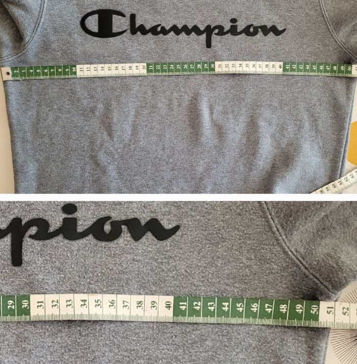Champion Sweat ML TS- Gris Chiné-Gros logo Noir Devant-Coupe Droite en TBE - photo numéro 6