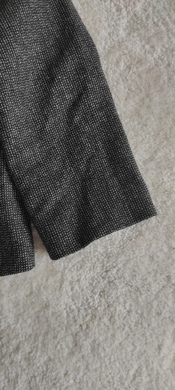 Veste cardigan caban court Caroll 40 gris noir blanc en laine col montant gros bouton, classe - photo numéro 9